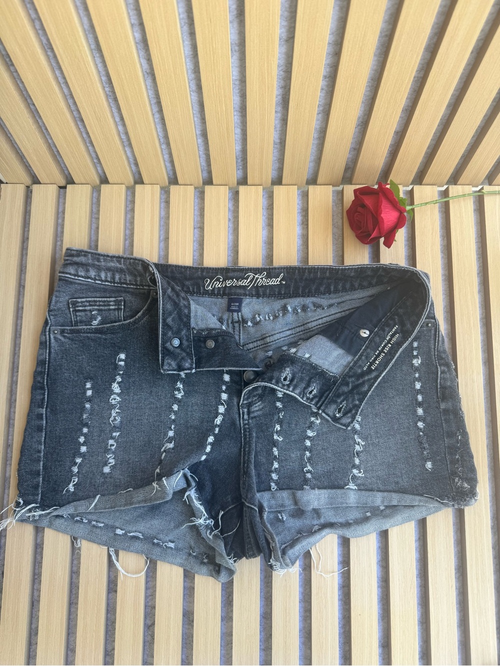 Universal Thread Black Distressed Women's Denim Shorts